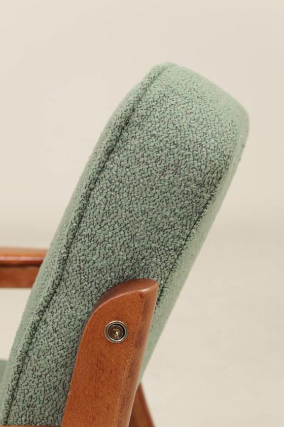 Image 1 of Vintage pair armchair in mint green upholstery fully refurbished