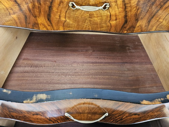 Image 1 of Commode Art déco des années 1950 en ronce de noyer