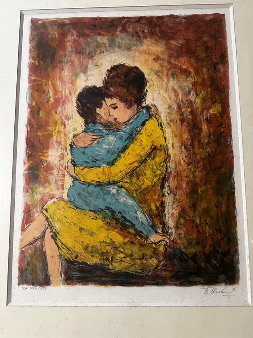 Bertoldot Taubert (1915–1974), Mutter und Kind, Lithografie, signiert EA 23/25, gerahmt – lithos zeefdrukken (photo 2 of 14)