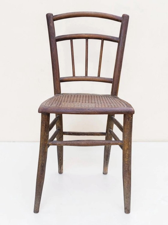 Sedia con schienale a doghe e seduta in paglia di Vienna. – Sedie da pranzo, Wood (photo 2 of 9)