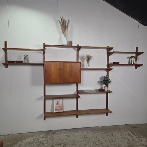 Vintage 60er Jahre Dänisches Teak Modulares Wandsystem Mid Century