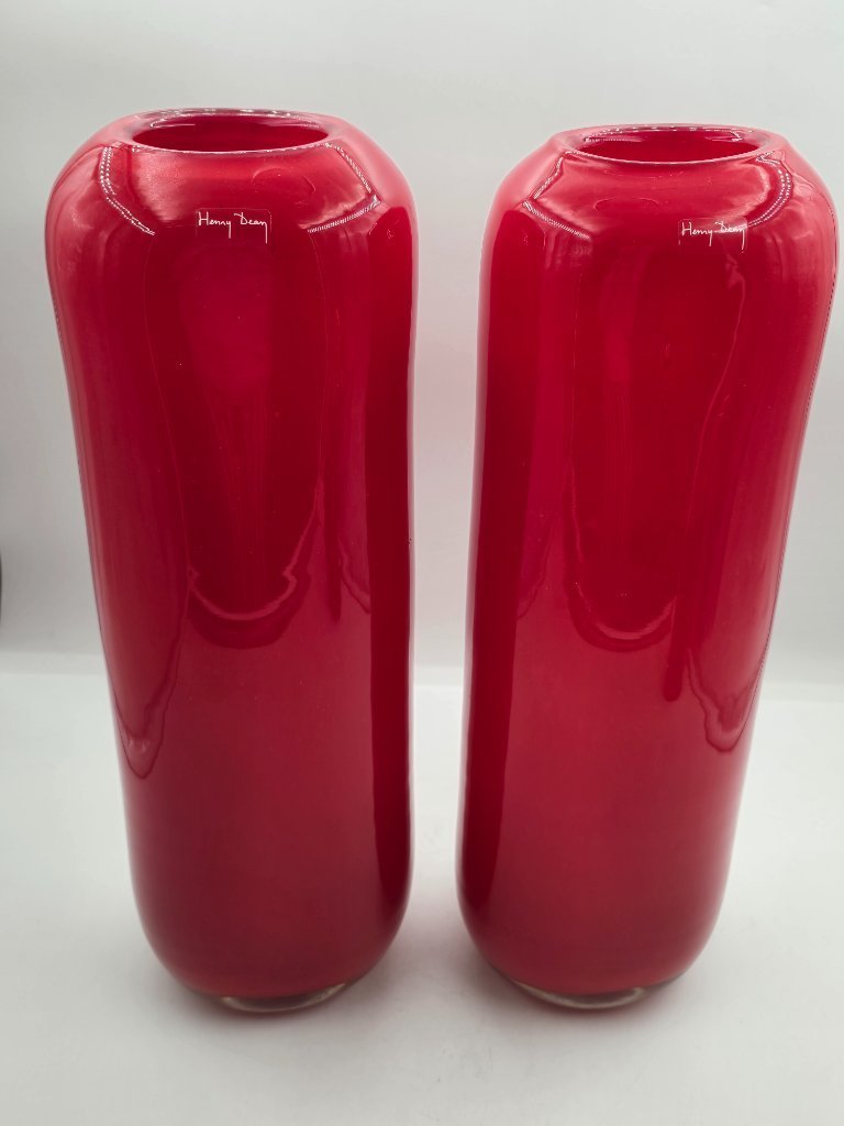 Henry Dean, Bright Red XL Design Vases, Signed | €350 | Whoppah