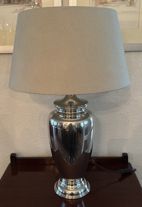 Image 1 of Luxe Franse Étain 95% lampvoet ('80) | Zwaar klassiek-chique designstuk