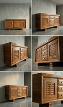 Geometrisches Sideboard aus Eiche im Stil von Charles Dudouyt (1940er Jahre)