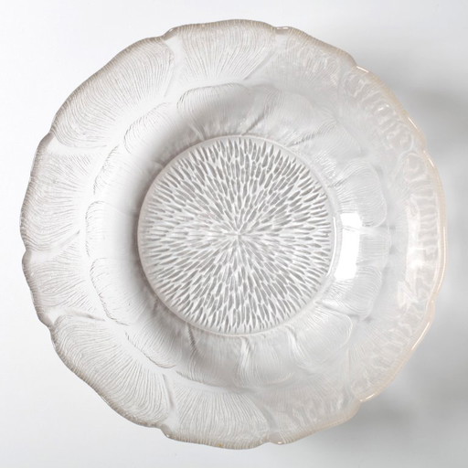 Salatschüssel „Fleur“ aus der Mitte des 20. Jahrhunderts, große, dekorative Obstschale aus klarem Vintage-Glas / Arcoroc / Frank