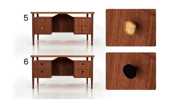 Image 1 of Escritorio de roble teñido de teca - Astrid 2