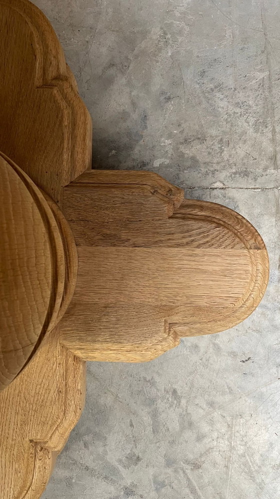 Image 1 of Solid oval monastery table of bleached oak with turned legs