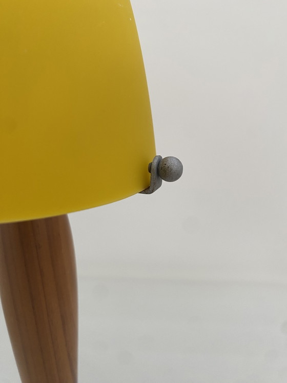 Vintage Hema Holland Table Lamp - Glass and Wood Mushroom Lamp from the 90s – Metal (photo 5 of 10)