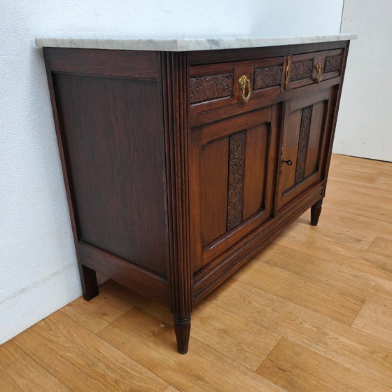 Image 1 of Commode vintage pour salle de bain avec plateau en marbre