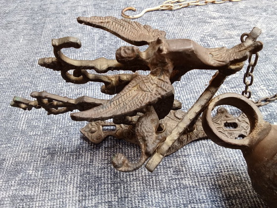 Image 1 of Oude Klooster Bel Deurklopper Met Engel En Mythologisch Figuur