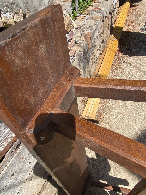 Image 1 of Panca da fattoria in rovere massello, 140 cm, per un tavolo rustico da fattoria anni '50
