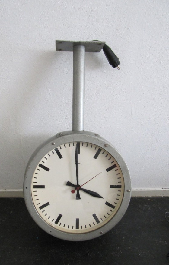 Image 1 of Vintage Double-Sided Clock Station Clock NUFA