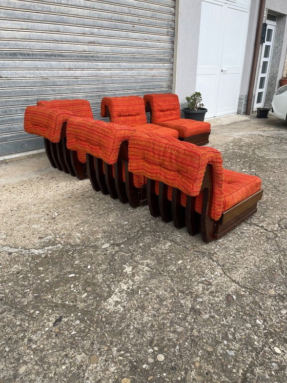 Image 1 of Modulaire stoelen 'Can Can' uit de jaren 60 in Italiaanse Mid-Century Modern-stijl van Luciano Frigerio.