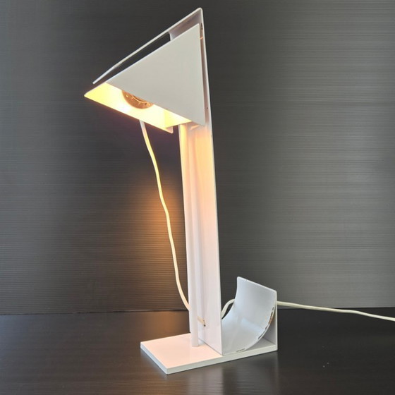 Image 1 of SUPERB VINTAGE LAMP 1970-1980 IN WHITE LACQUERED BENT METAL, 70S, 80S, 1980S DESIGN