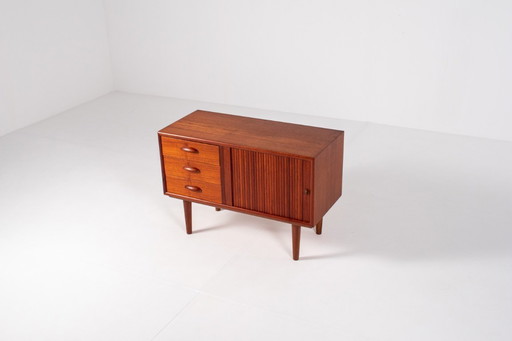 Danish Teak Sideboard with Tambour Door – Mid Century Modern, 1960s