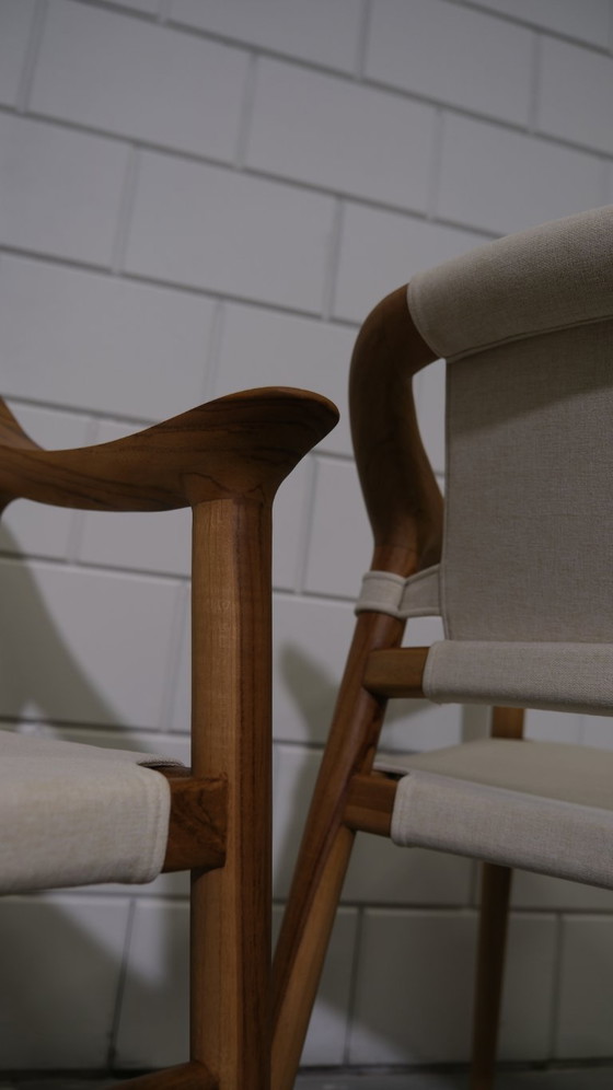 Image 1 of Set van 6 massief teak Lyra stoelen – minimalistisch design geïnspireerd op Noors vintage (showroommodel)
