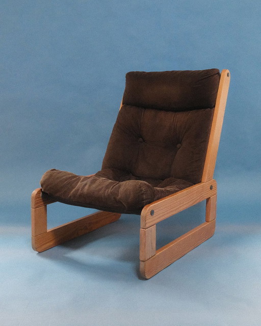 Scandinavian Vintage Solid Pine Armchair Single Seat 1970s