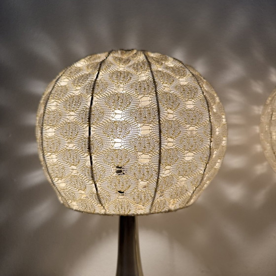 Image 1 of Set of 2 Aro leuchte table lamps with fabric shade , 1970s