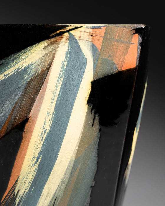 Image 1 of Studiokeramik Vase “Albert ’91” Expressive Hand-Painted Postmodern Art Pottery