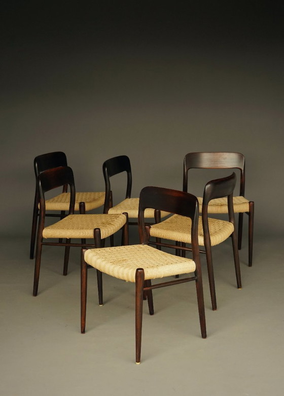 Image 1 of Model 75 Chairs in Beech by Niels Otto Møller for J.L. Moller, 1960s, Set of 6
