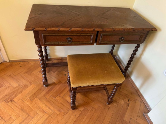 Set toletta coloniale in rovere stile spagnolo, 3 pezzi – Tolette (photo 7 of 7)
