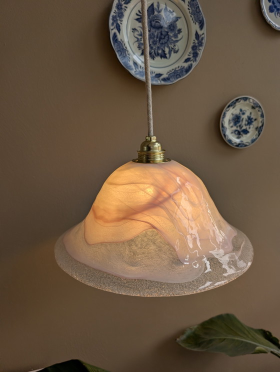 Image 1 of Abat-jour vintage en verre de Murano aux lignes élégantes