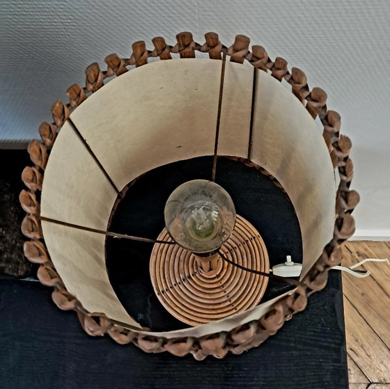French Rattan Table Lamp. Attributed To Louis Sognot (photo 6 of 7)