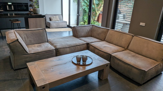 Image 1 of Modulaire hoekbank (Goossens Jim) Micro Leer Alcamara Licht Grijs