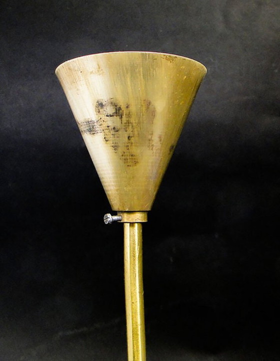 Mid-Century Pendant Lamp from Polam, 1950s – Glass, Brass (photo 9 of 10)