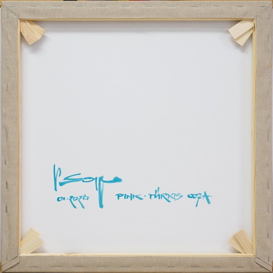 Image 1 of Dipinto originale Rosa-Turchese Complementare 007A, pezzo unico, 50x50cm su tela