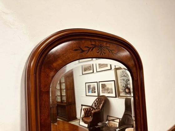 Miroir ancien italien en loupe, Bois (photo 4 sur 9)