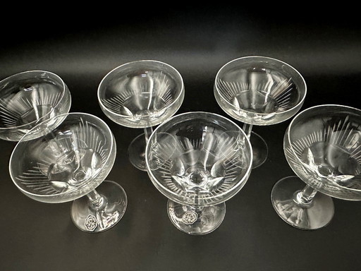 6 x Kristalllikörgläser aus Westdeutschland, 60er Jahre