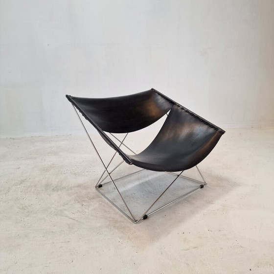 Image 1 of Fauteuil papillon vintage F675 en métal et cuir par Pierre Paulin pour Artifort, France 1963s