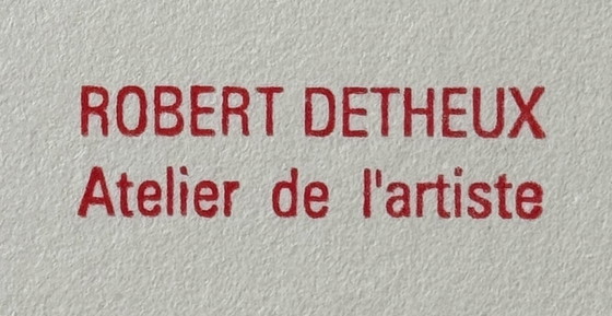 Image 1 of Robert Detheux - Magnifique portrait surréaliste - Vendu encadré 