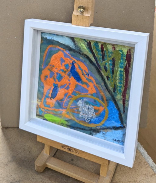 Abstract Expressionist Original Oil Canvas Square Nigel Waters Signed Art Framed