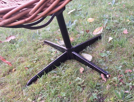 Image 1 of Paar bamboe en ijzeren draaibare stoelen, 1960