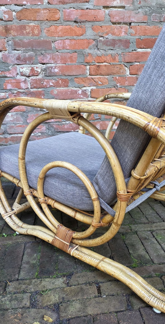 Twee vintage, design fauteuils van bamboe en rotan (photo 11 of 15)