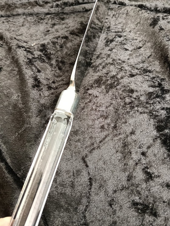 Image 1 of Hochwertiger Tortenheber von Orrefors Sweden aus geschliffenem Kristallglas mit Edelstahl