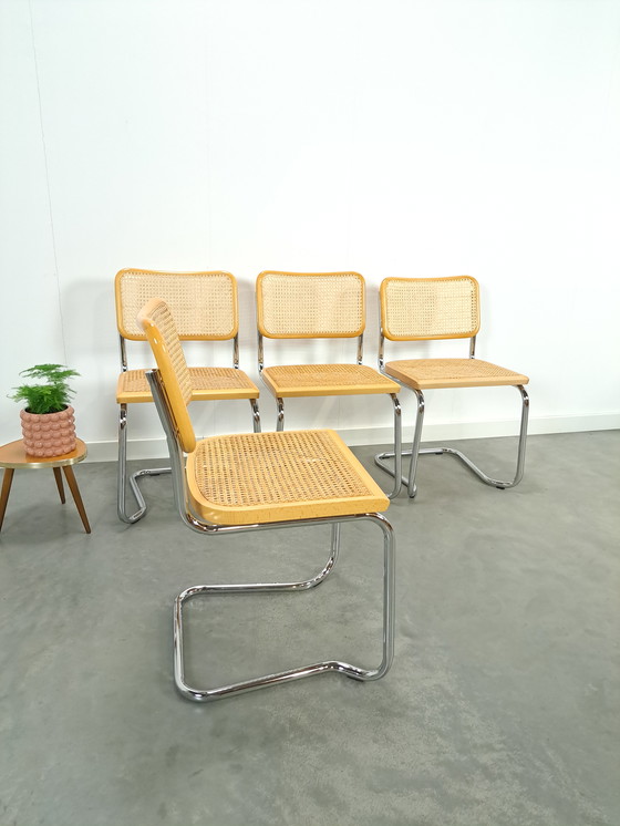 Image 1 of Italian Webbing Set Chairs With Chrome Tube Frame Vintage Chair