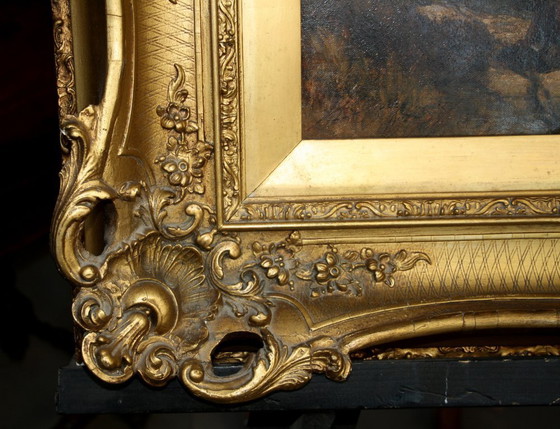 Image 1 of Pintura al óleo de Joseph Paul Pettitt y George Young "Recolectores de mejillones en la costa sur" mate