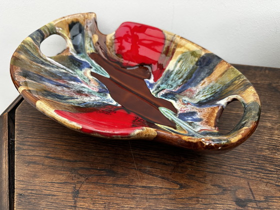 Image 1 of Beautiful vintage glazed ceramic bowl/centerpiece attributed to Vallauris