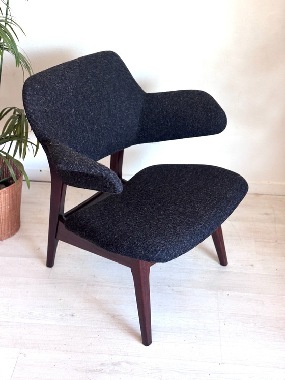 Vintage Penguin Armchair Louis van Teeffelen 1960, Wood, Wool, Brown (photo 2 of 10)