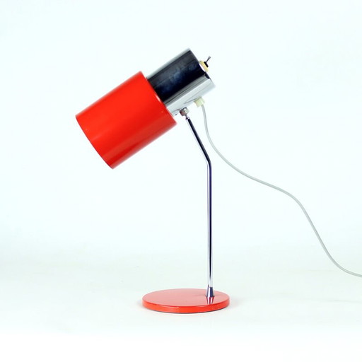 Lampe de table vintage en chrome et métal rouge par Josef Hurka pour Napako, 1960s