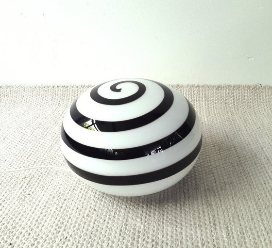 Image 1 of Large ILU di Vetro glass table lamp / floor lamp, model Zebra black and white glass, Italian glass Dutch design