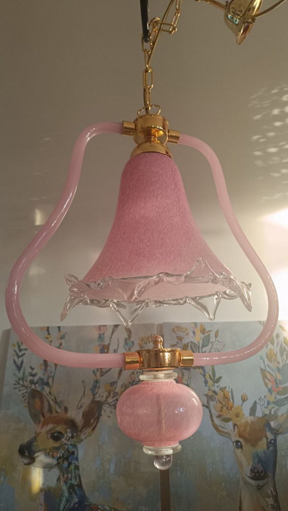 Image 1 of Murano Lampadario Colore Rosa-Seta Arte Veneziana Collezione Lulù Sylcom (Fuori Produzione) Nuovo
