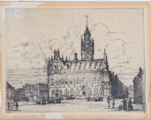 Jan Poortenaar – Historischer Rathausplatz – Radierung – signiert