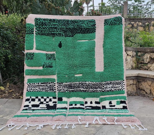 Alfombra marroquí de lana hecha a mano – Única y atemporal 250cmx200cm – vloerkleden en tapijten, Cotton