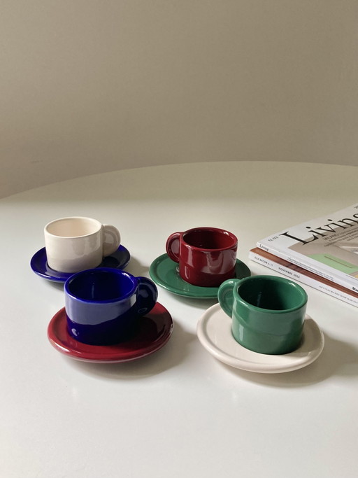 Set 4 Tazzine Caffè Ceramica Vintage Made in Italy