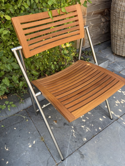 1 Silla plegable Alexander Rose de teca y acero inoxidable – tuinstoelen, Wood, rvs (photo 2 of 8)