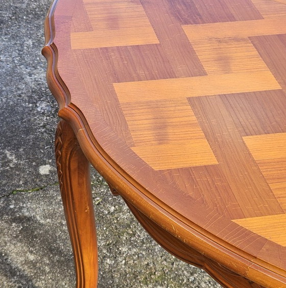 Image 1 of French Vintage Marqueterie Dining Table-extandable Cherrywood Table -Style Louis XV-80s